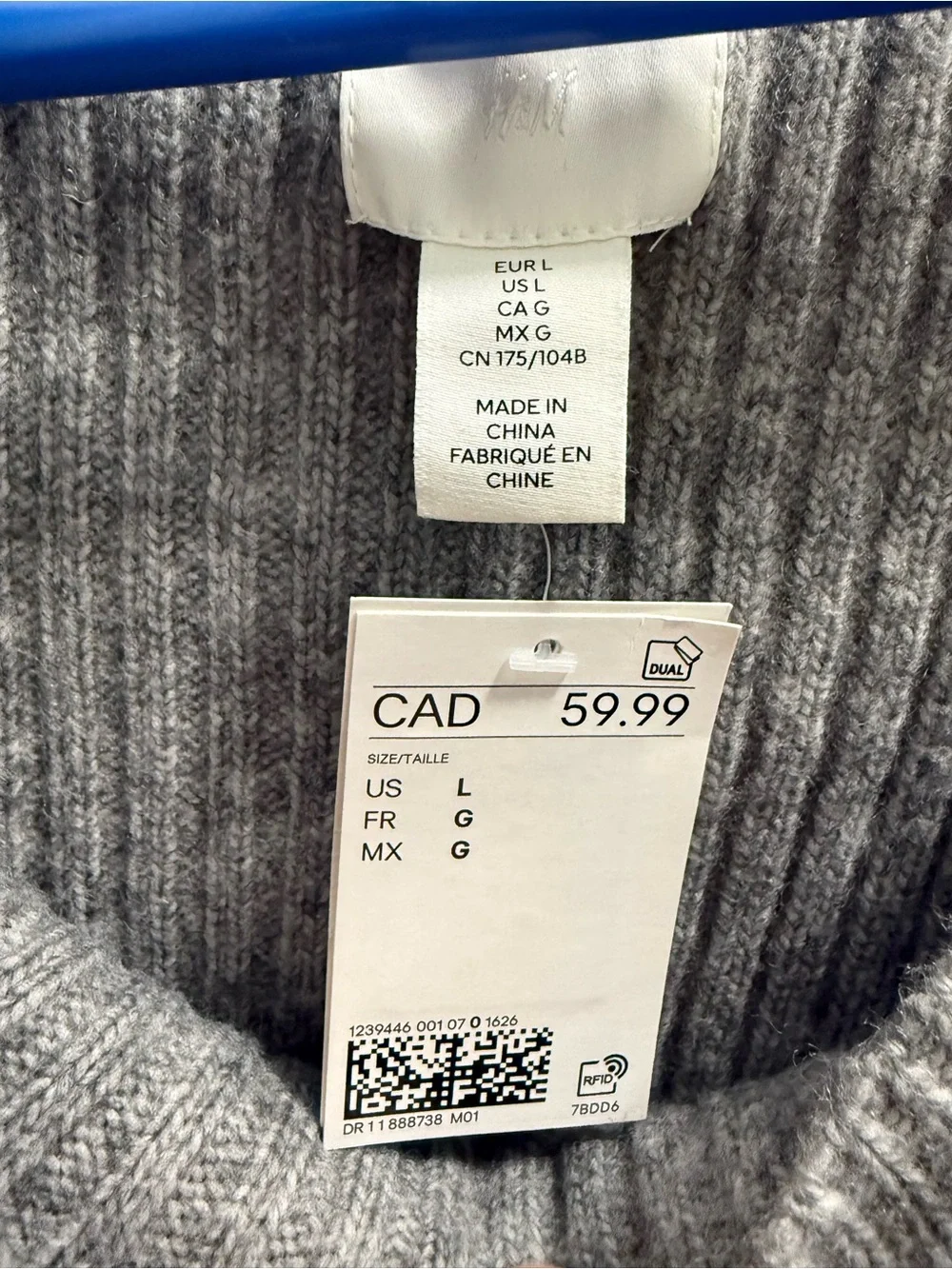 H&M Gray Ribbed Off-the-Shoulder Sweater - Picture 2 of 3